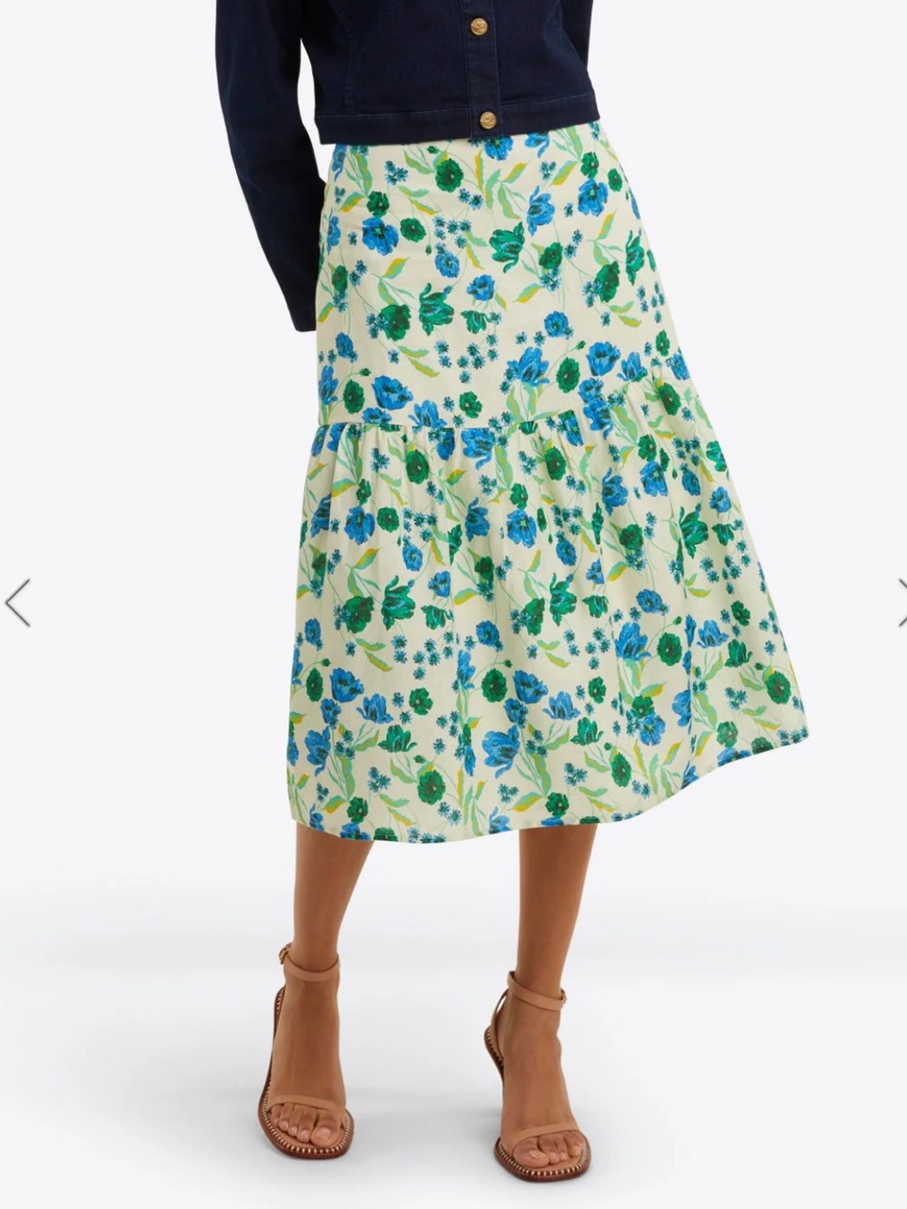 Draper James Linen Floral Tiered A-Line Skirt 2